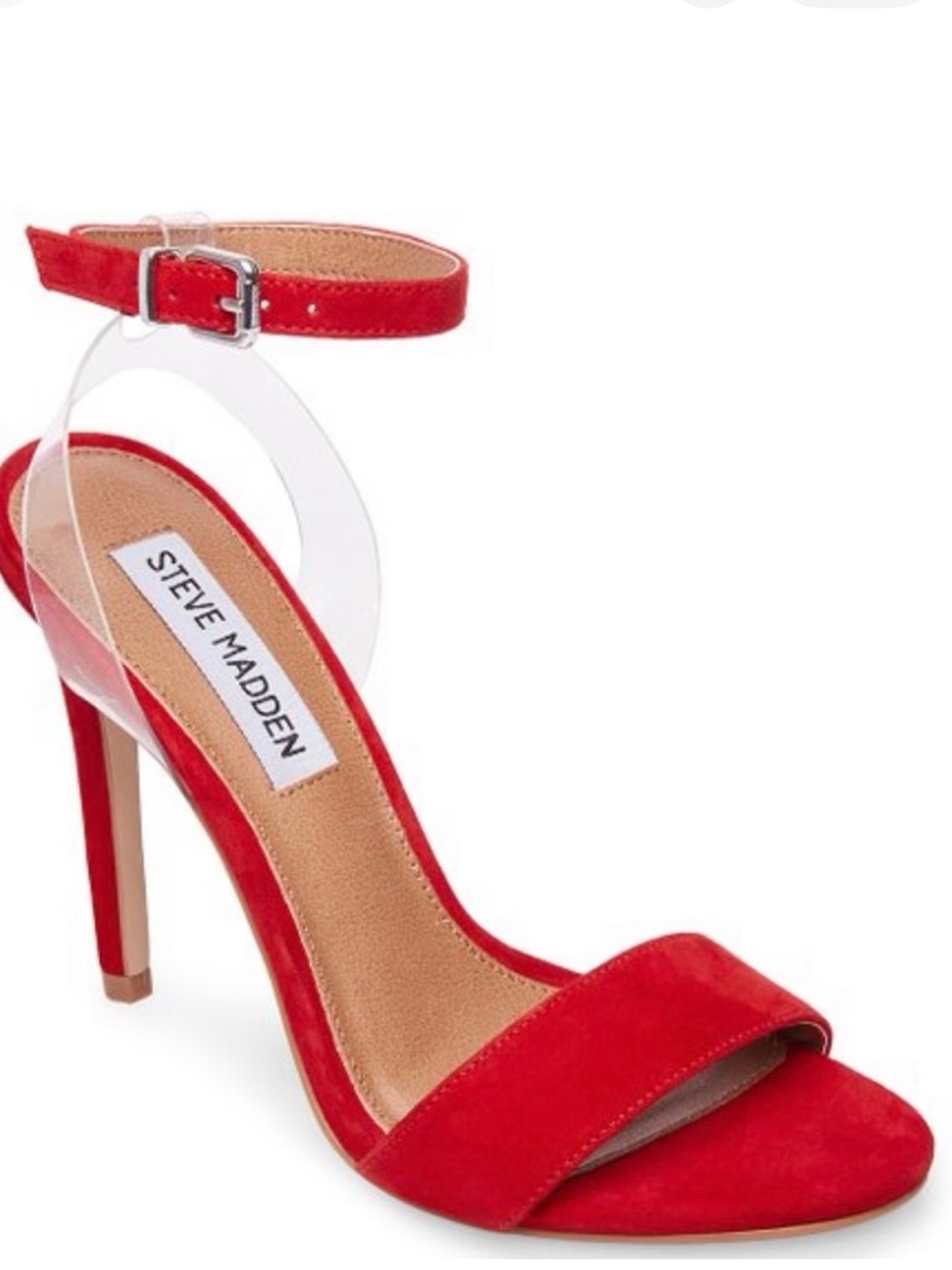 Steve Madden Red Suede Ankle Strap Stiletto Sandals